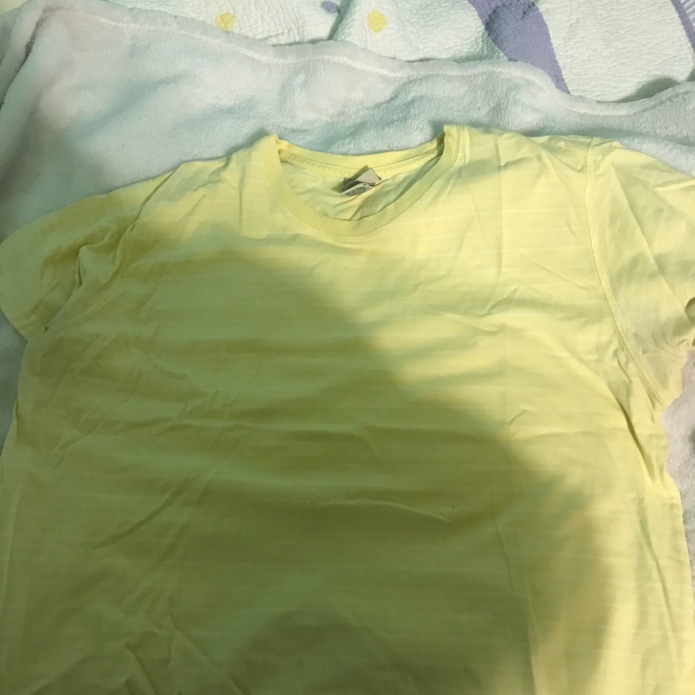 Yellow and white striped T-shirt